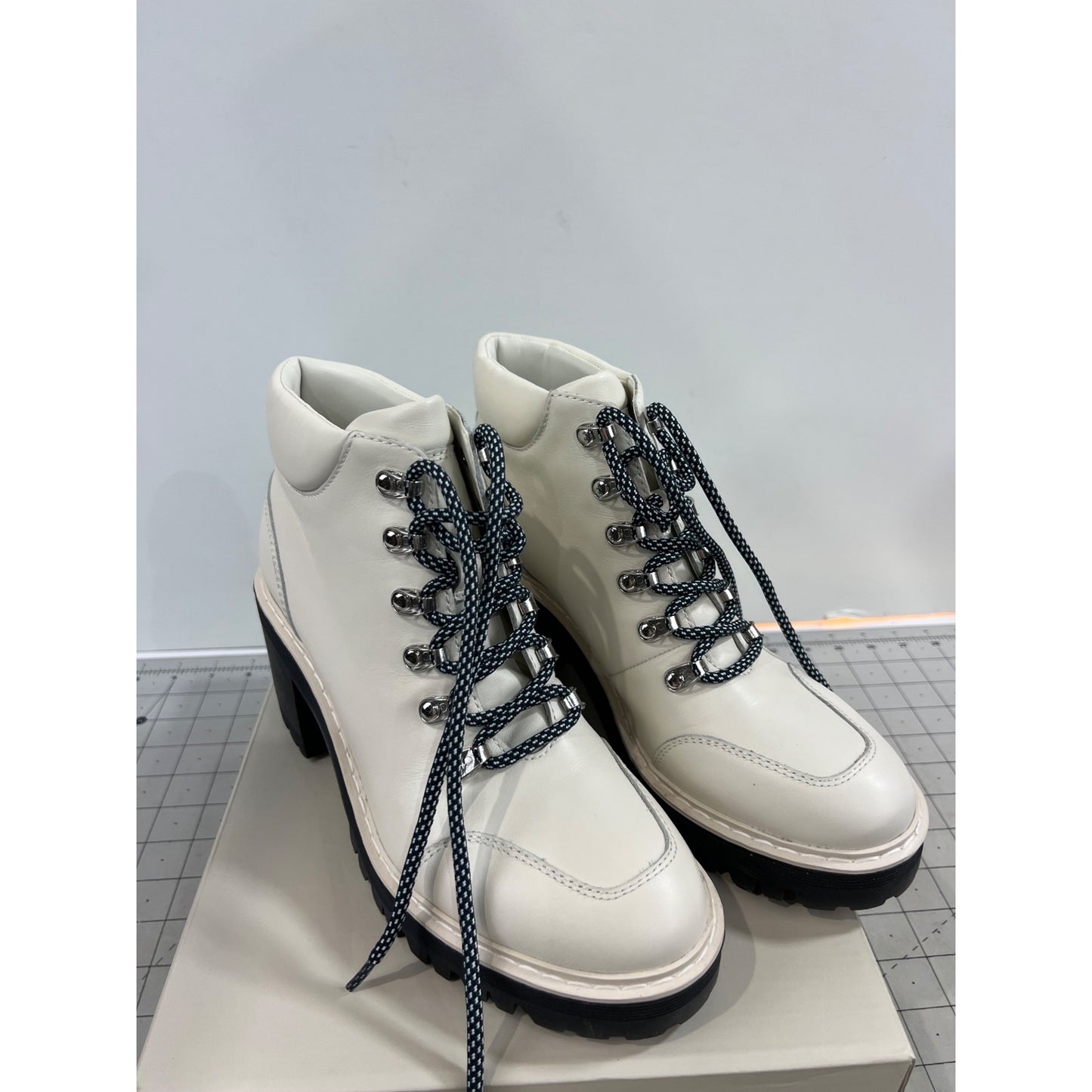 Women's Marc Fisher Ltd Waldo Lace-up Platform Bootie, Size 7.5 M White Lug Sole
