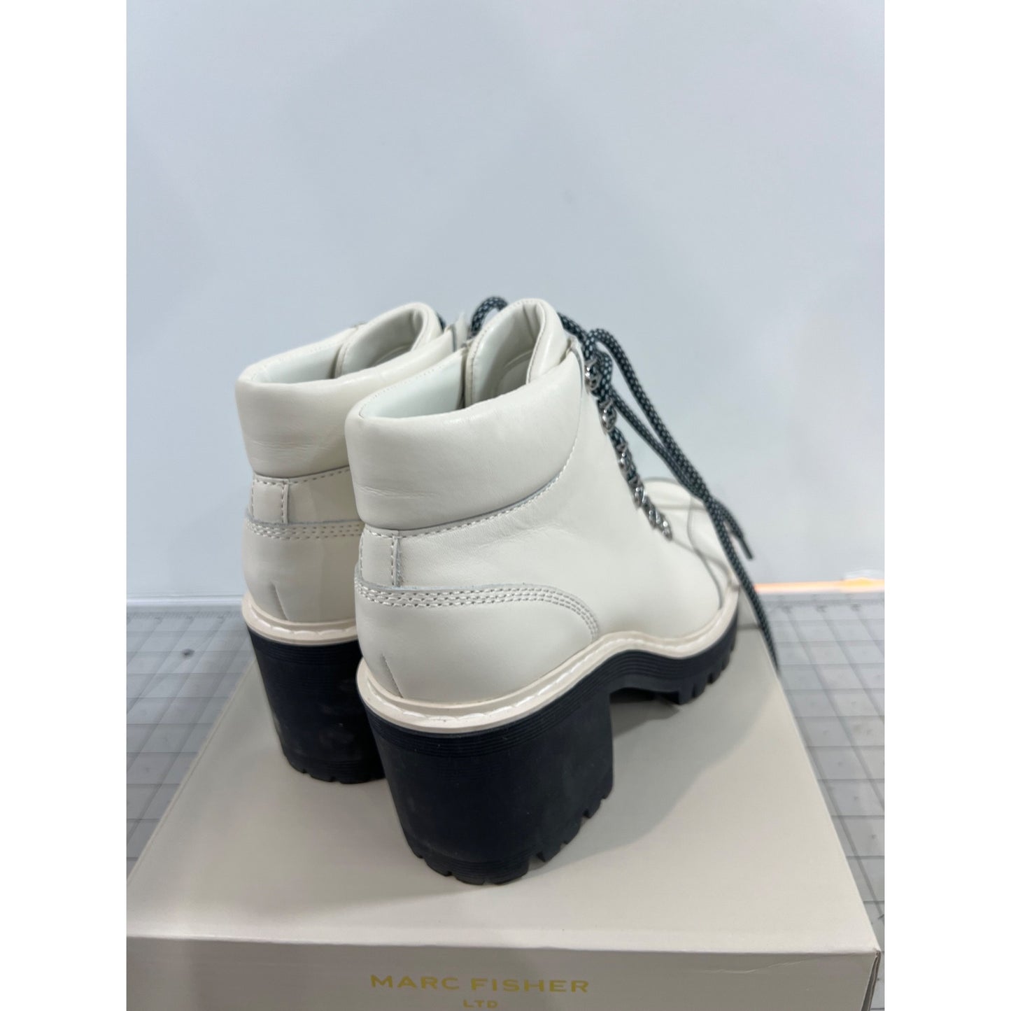 Women's Marc Fisher Ltd Waldo Lace-up Platform Bootie, Size 7.5 M White Lug Sole