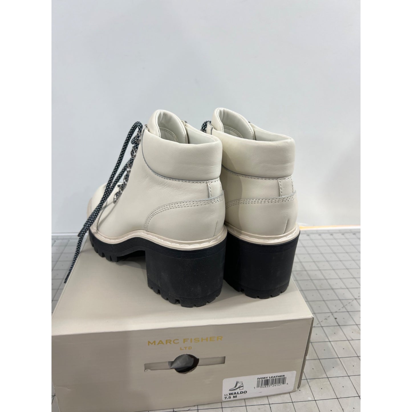 Women's Marc Fisher Ltd Waldo Lace-up Platform Bootie, Size 7.5 M White Lug Sole