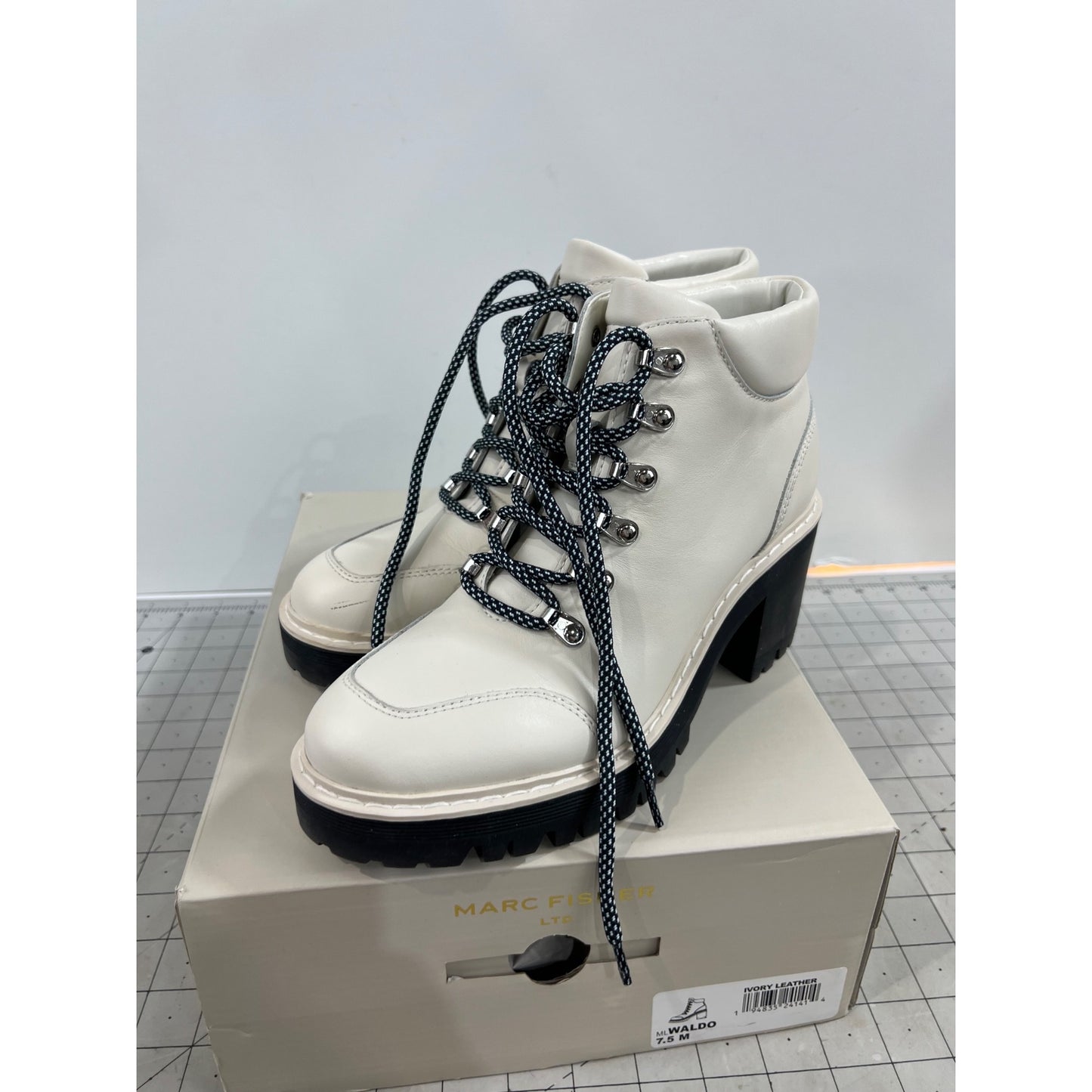 Women's Marc Fisher Ltd Waldo Lace-up Platform Bootie, Size 7.5 M White Lug Sole