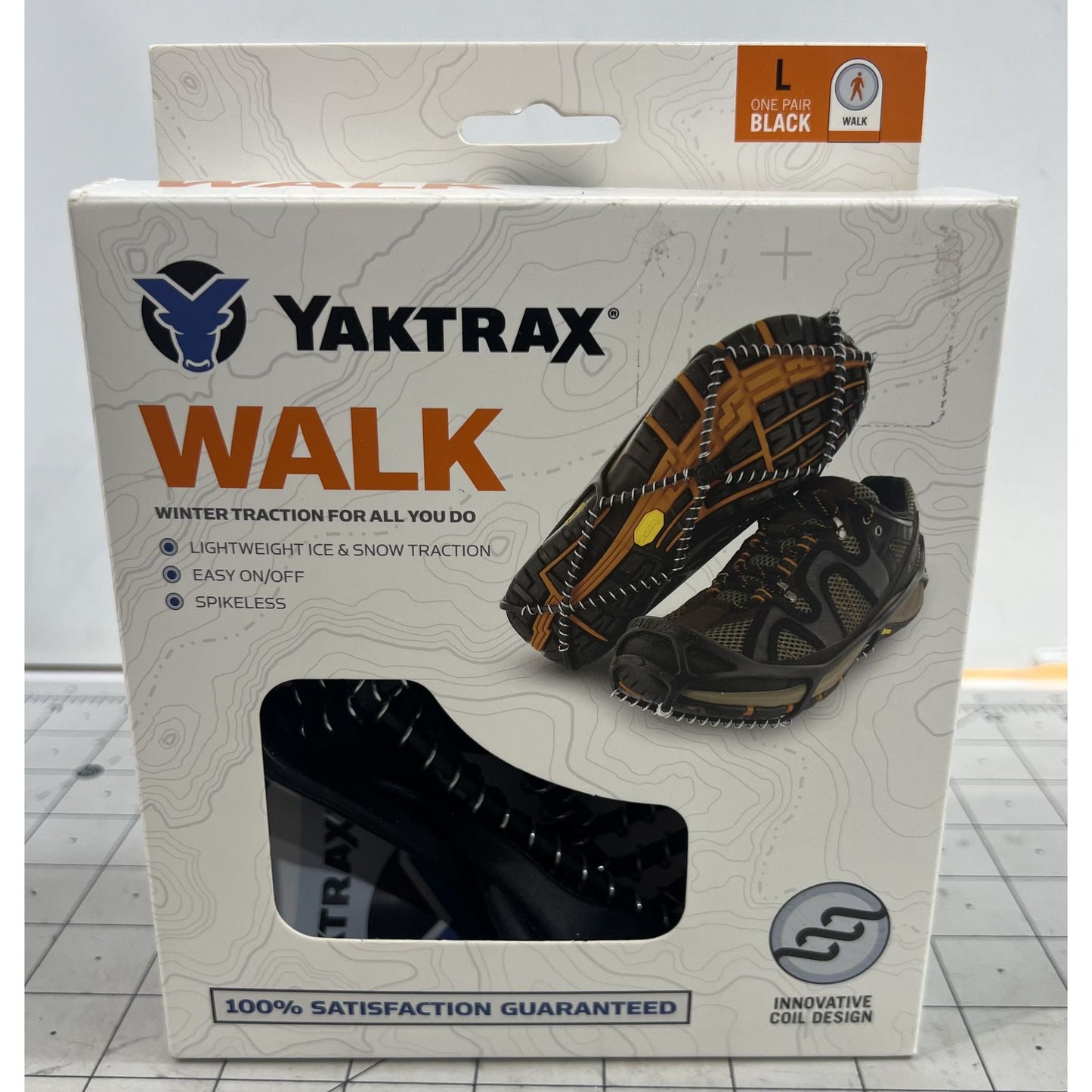 YakTrax Walk Ice Traction Device Lightweight Sz. L Black Innovative Coil Design