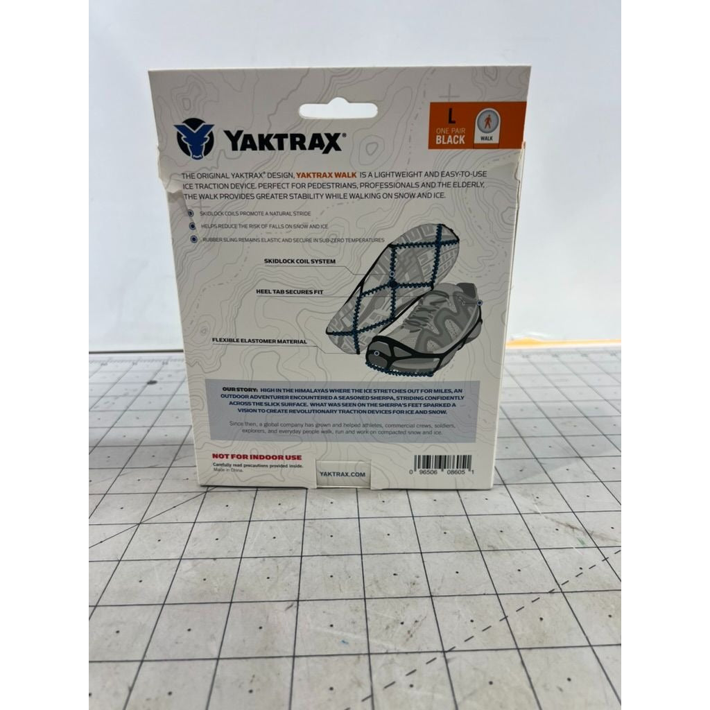 YakTrax Walk Ice Traction Device Lightweight Sz. L Black Innovative Coil Design