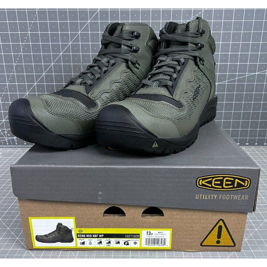 KEEN Utility Reno Mid KBF WP Dark Olive/Black Men's Boot 13 US 47EU NEW~