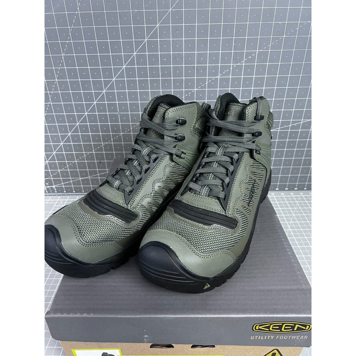 KEEN Utility Reno Mid KBF WP Dark Olive/Black Men's Boot 13 US 47EU NEW~