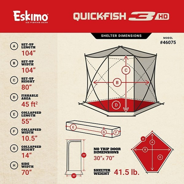 Eskimo QuickFish 3HD Ice Fishing Shelter - Red/Black