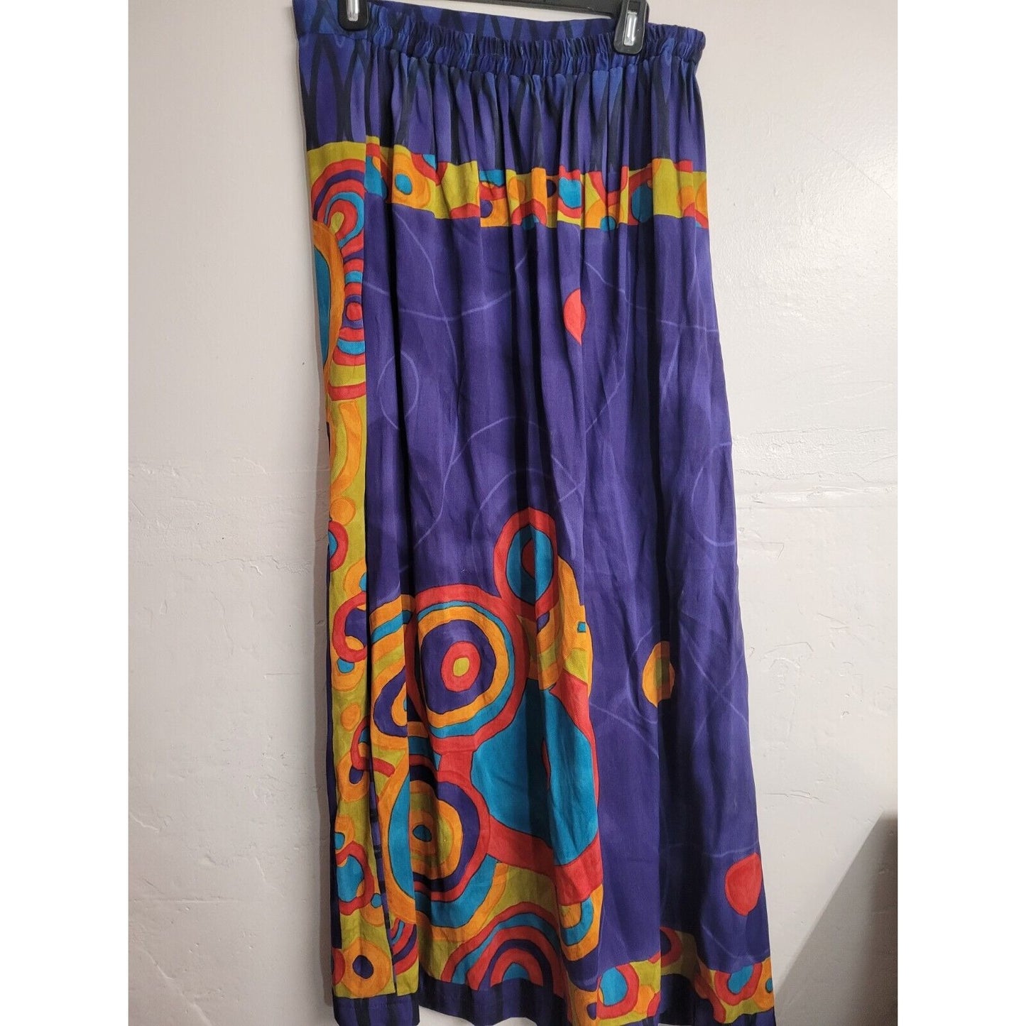 Magic Of The Moon Women’s Purple Skirt XL Elastic Waist Vibrant Circle Pattern