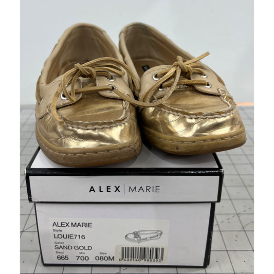 Alex Marie Louie 716 Women's Sand Gold Boat Shoes Size 8 Pre-Owned