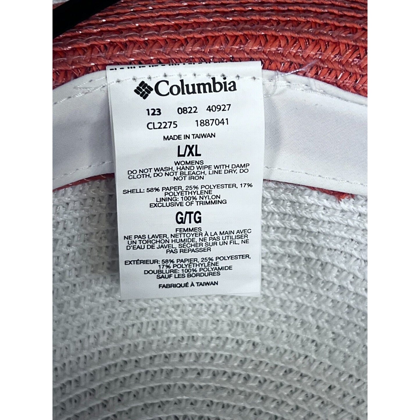 Columbia Womens Global Adventure Packable Hat II L/XL White & Peach NWT