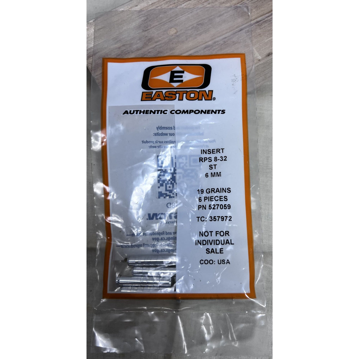 Easton 6mm RPS 8-32 Aluminum Inserts 19 Grains Pack Of 6 Archery Components