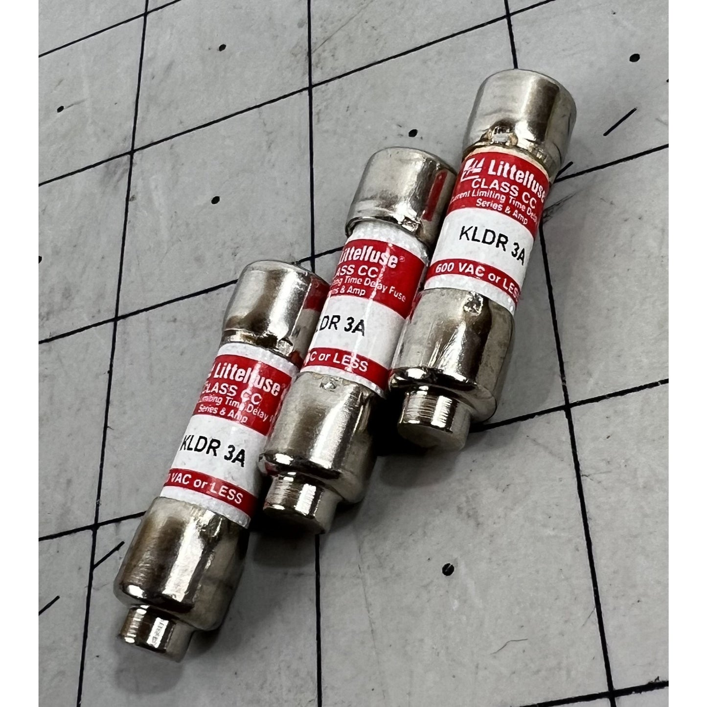 Littelfuse KLDR 3A Class CC Time Delay Fuses For 600 VAC Or Less - Lot Of 3