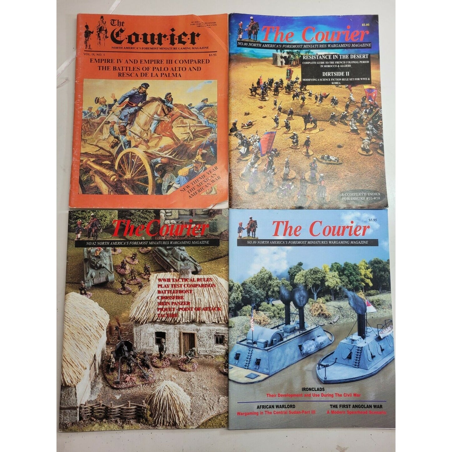 The Courier Miniatures Wargaming Magazines Lot Of 4 No. 80 82 89 & Vol. IX No. 1