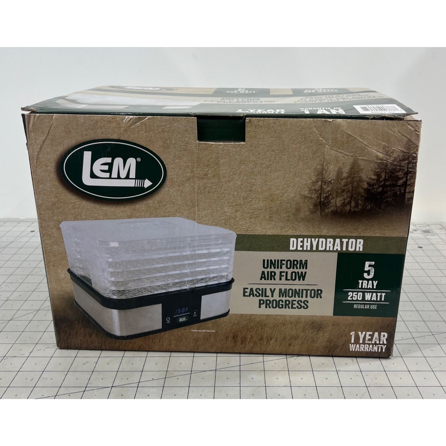 LEM 5-Tray Food Dehydrator With Uniform Airflow & Digital Controls 250 Watts new