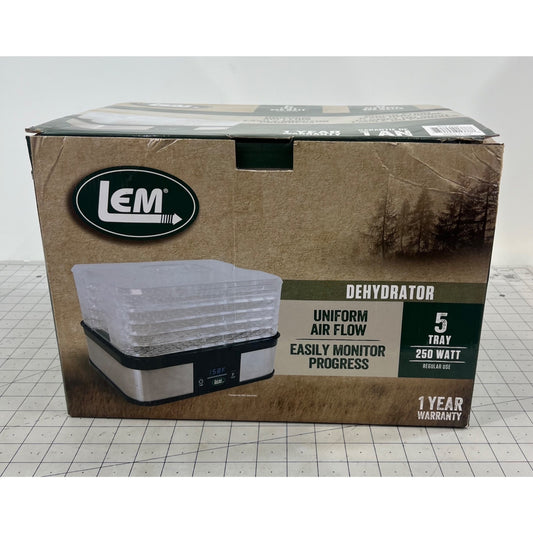 LEM 5-Tray Food Dehydrator With Uniform Airflow & Digital Controls 250 Watts new
