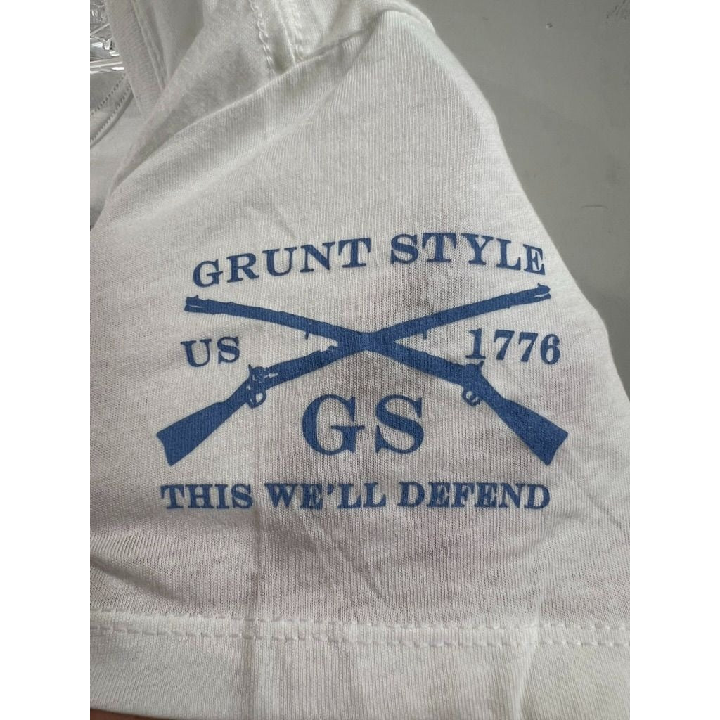 Grunt Style Freedom Vibes Women’s V-Neck T-Shirt Sz. L USA Patriotic Graphic