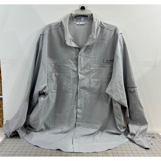 Columbia Tamiami Mens Fishing Shirt XL Light Gray Long Sleeve Vented Lightweight