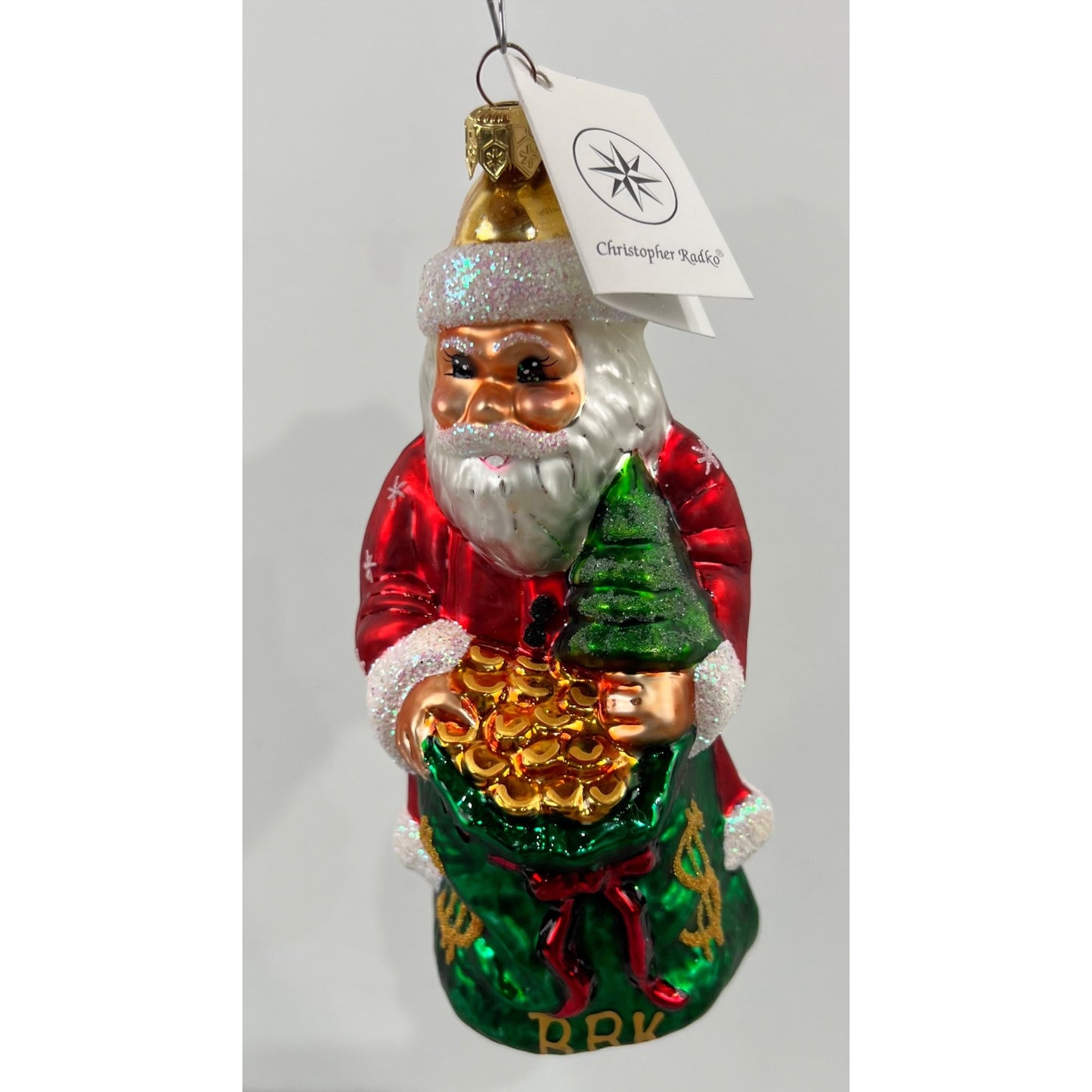 Christopher Radko Santa Christmas Ornament Pot O’ Gold “BRK” Berkshire Hathaway