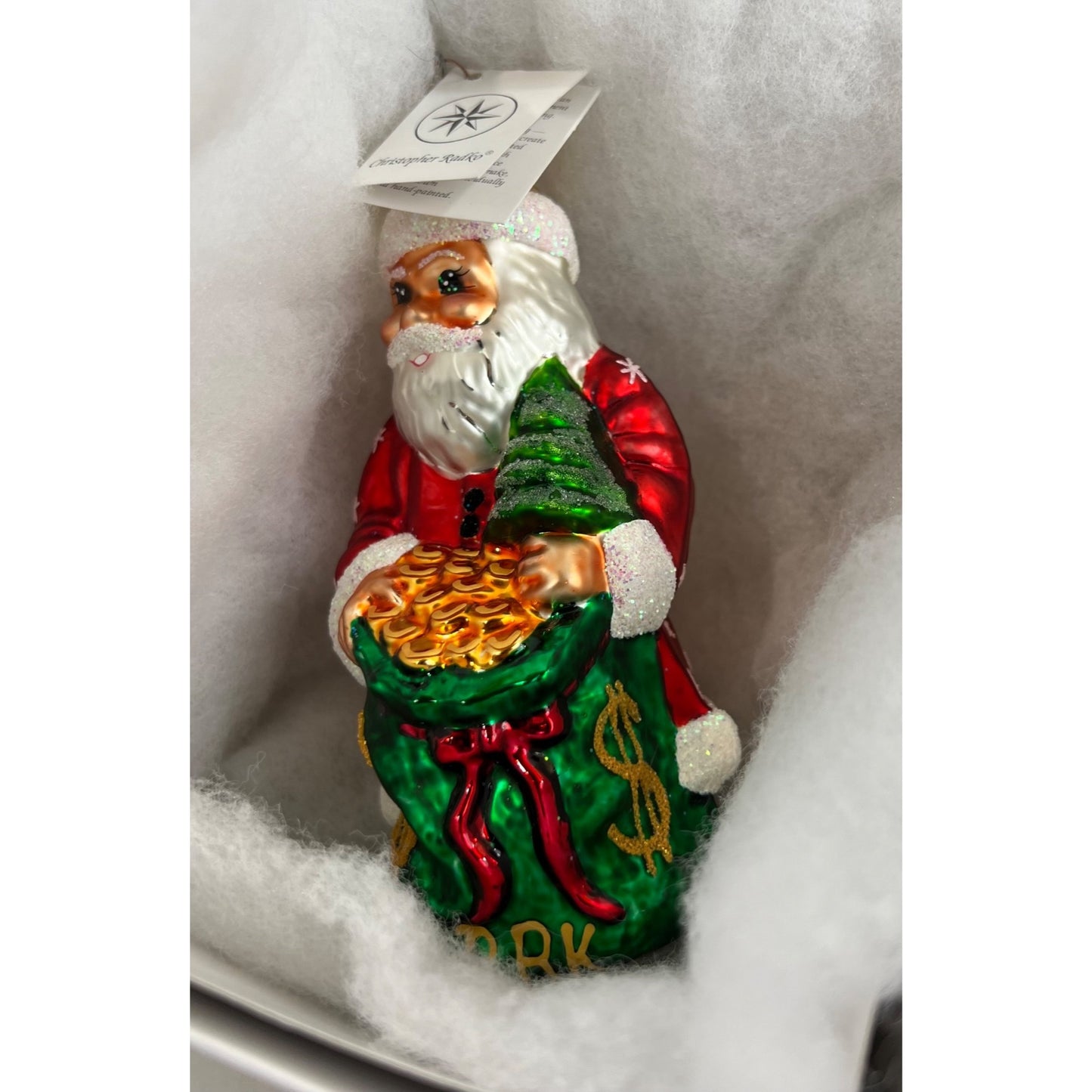 Christopher Radko Santa Christmas Ornament Pot O’ Gold “BRK” Berkshire Hathaway
