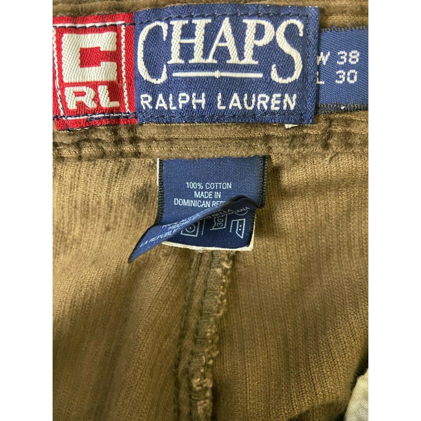 Chaps Ralph Lauren Brown Corduroy Pants W38 L30 Men's Classic 100% Cotton