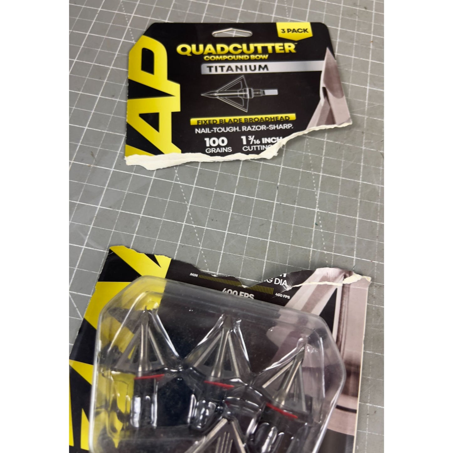 Nap Quadcutter Compound Bow Titanium Broadhead 100 Grains Fixed Blade NEW~~