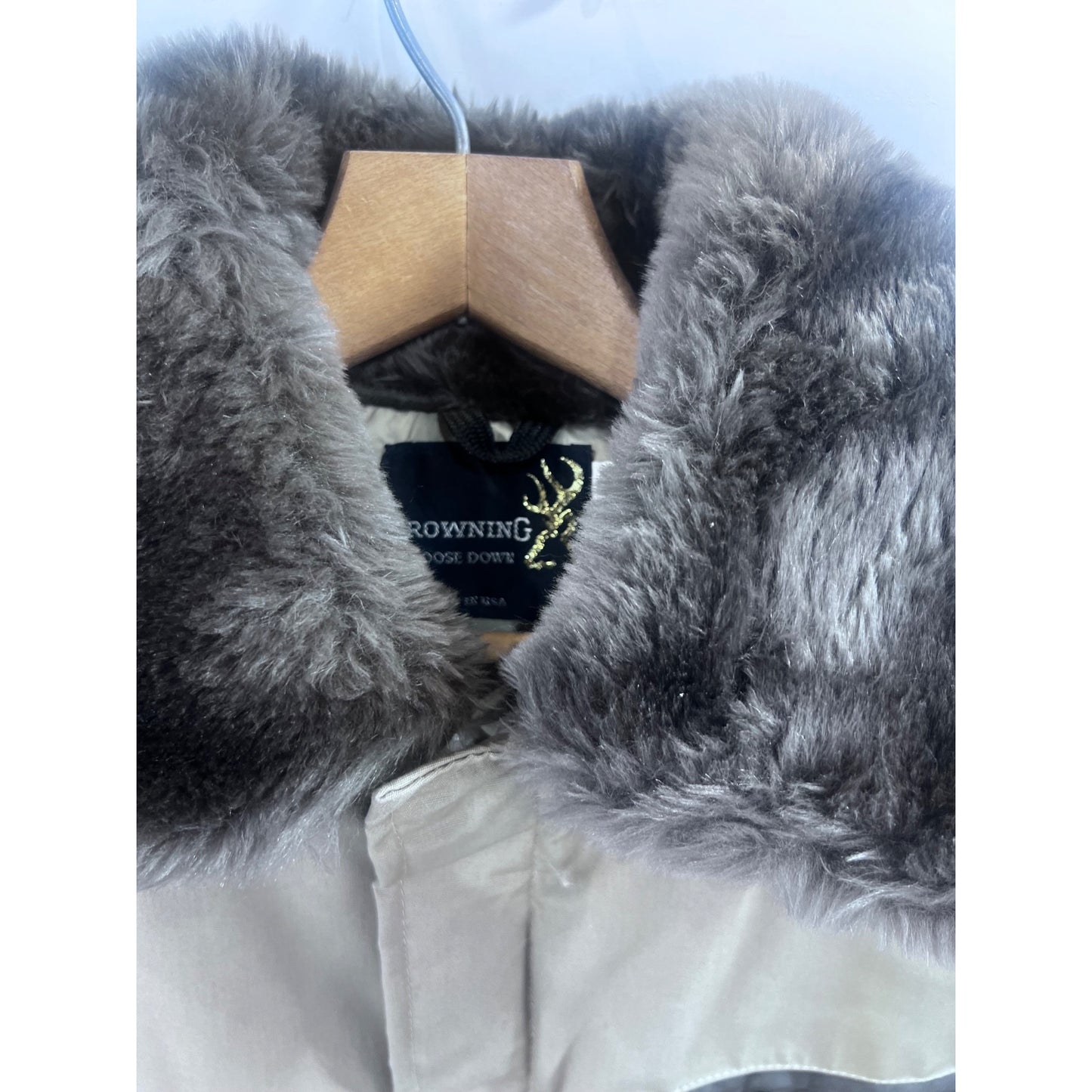 Vintage '80's Men's Browning Goose Down Coat Faux Fur Collar w/Hood Size 40