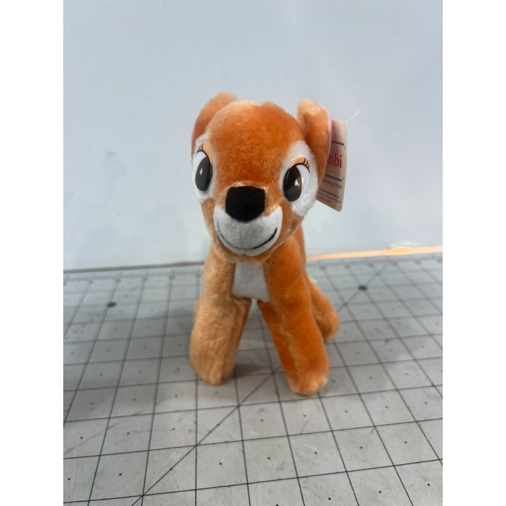 Vintage Disney Bambi Plush Deer Stuffed Animal Toy w/Tag Animated Film Classic -