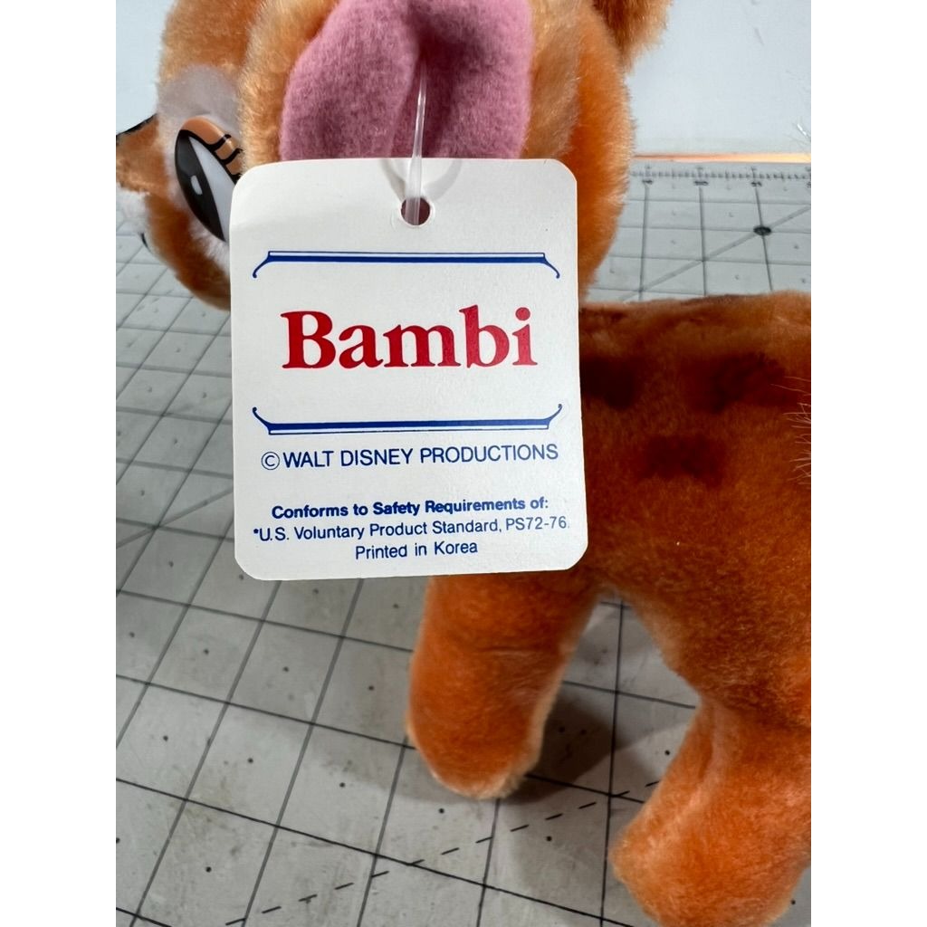Vintage Disney Bambi Plush Deer Stuffed Animal Toy w/Tag Animated Film Classic -