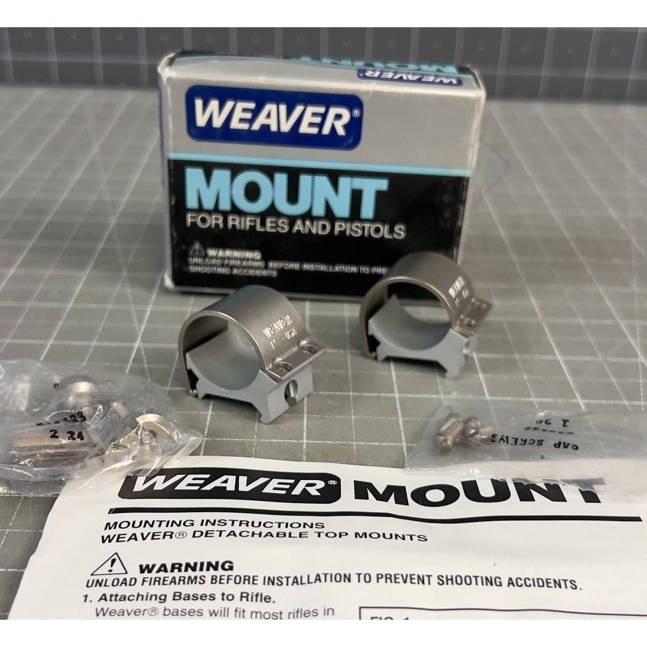 Weaver 1" Low Ring Height 49034 Scope Rings Stainless Steel new