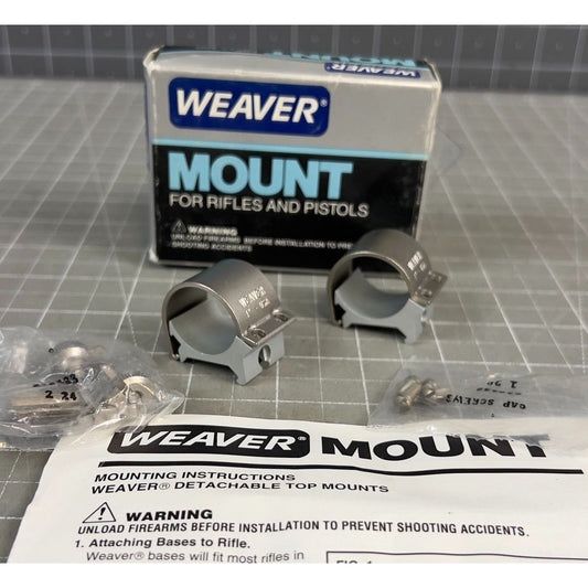 Weaver 1" Low Ring Height 49034 Scope Rings Stainless Steel new