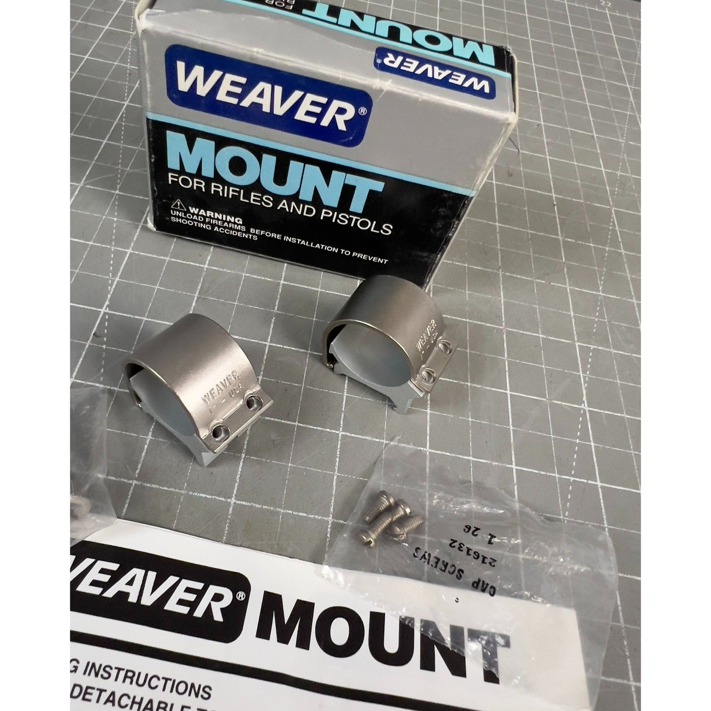 Weaver 1" Low Ring Height 49034 Scope Rings Stainless Steel new