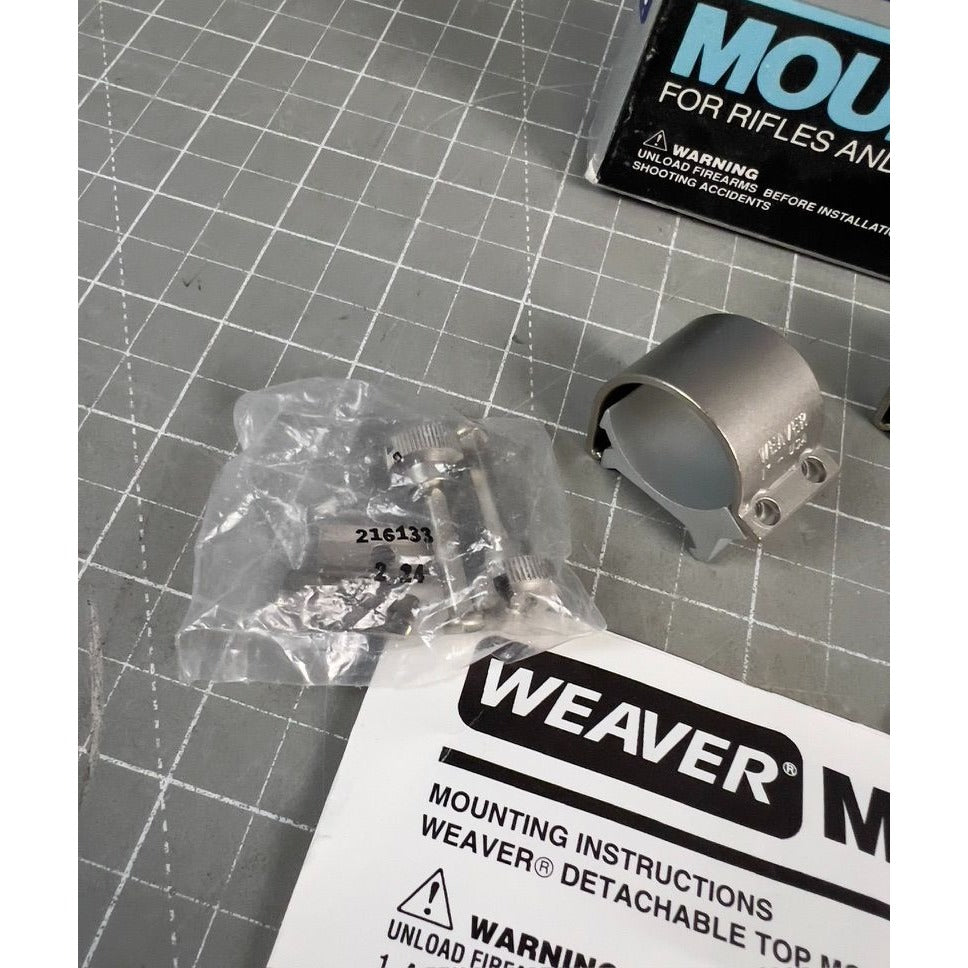 Weaver 1" Low Ring Height 49034 Scope Rings Stainless Steel new