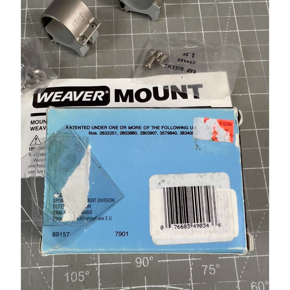 Weaver 1" Low Ring Height 49034 Scope Rings Stainless Steel new