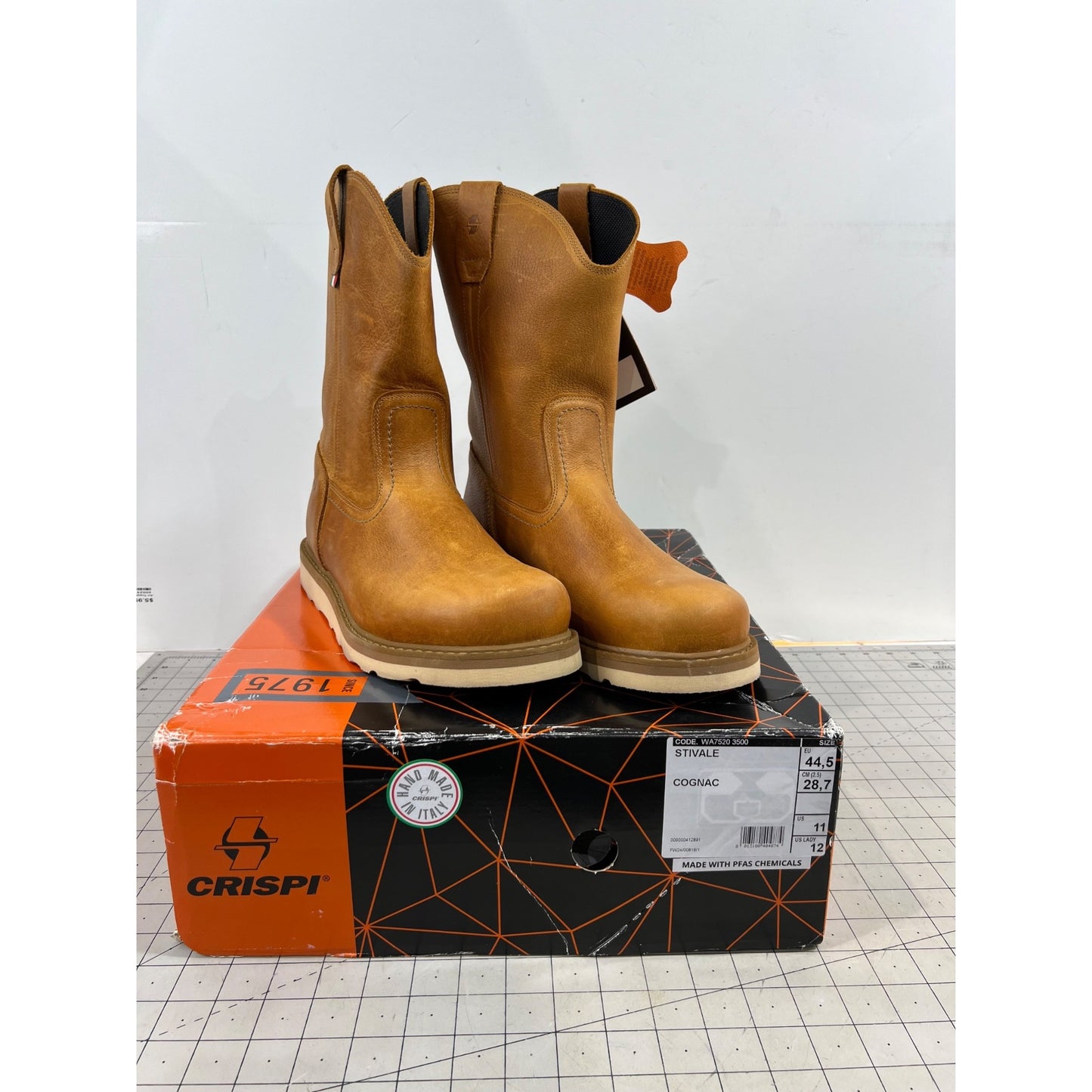 Crispi Men's Stivale Soft Toe 11in Work Boots - Cognac Sz. 11 New