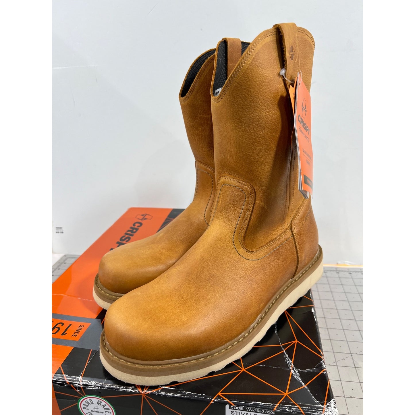 Crispi Men's Stivale Soft Toe 11in Work Boots - Cognac Sz. 11 New
