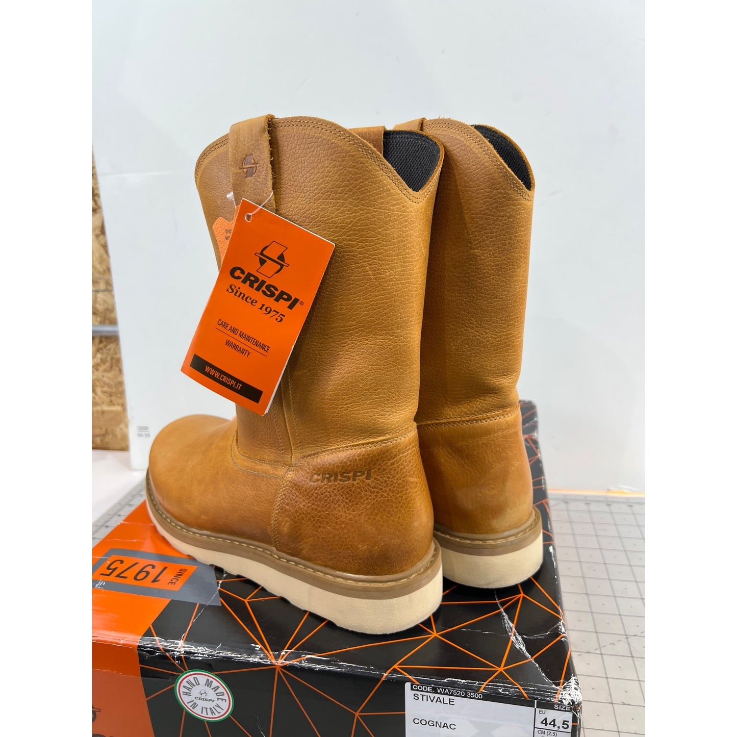 Crispi Men's Stivale Soft Toe 11in Work Boots - Cognac Sz. 11 New