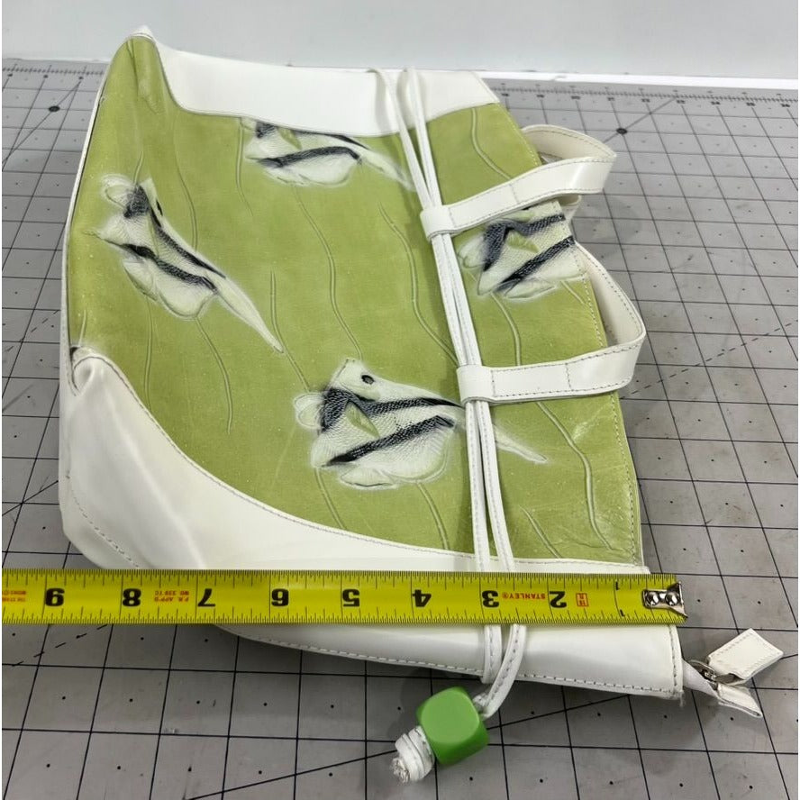 Claudia Firenze Angelfish HOBO Shoulder Bag White & Green Leather Made In Italy