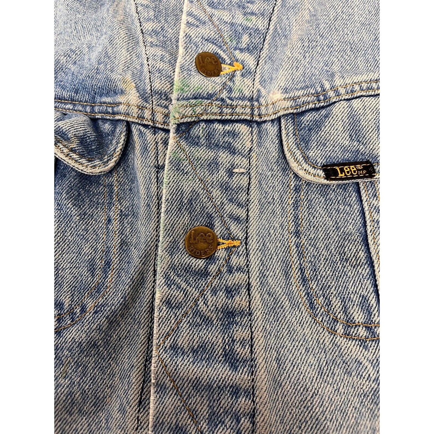 Vintage Lee Riders Hard Rock Cafe Denim Jacket Distressed 1980's Men's Sz. L