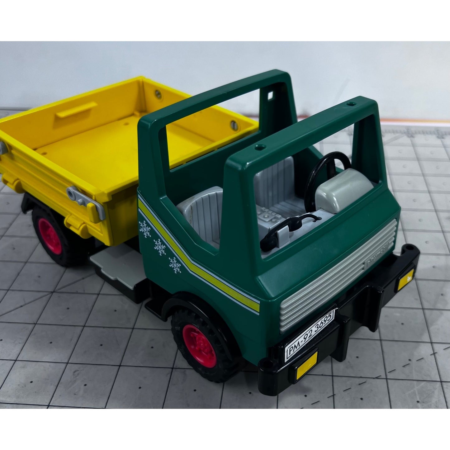 Vintage Playmobil 1986 Green & Yellow Dump Plow Truck 3695