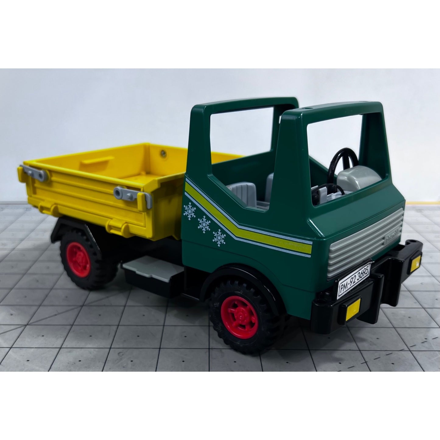 Vintage Playmobil 1986 Green & Yellow Dump Plow Truck 3695