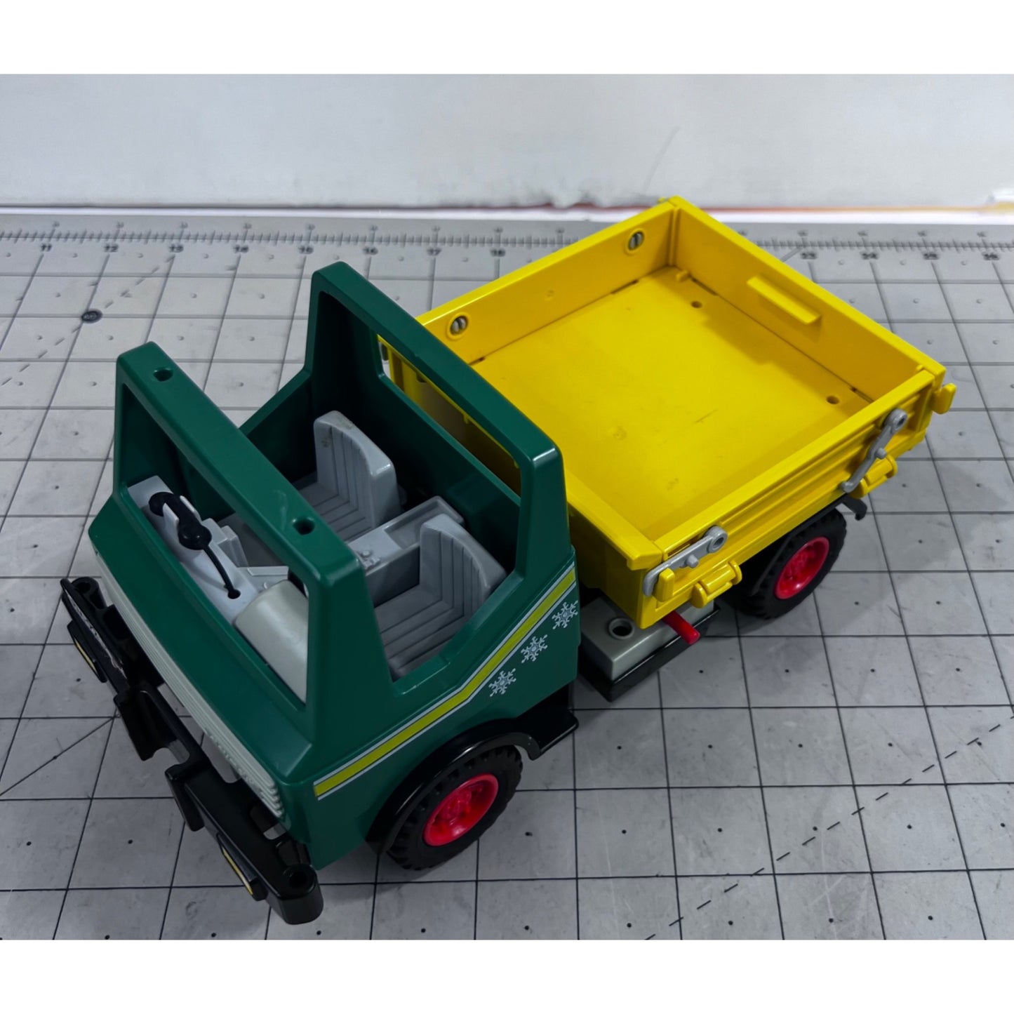 Vintage Playmobil 1986 Green & Yellow Dump Plow Truck 3695