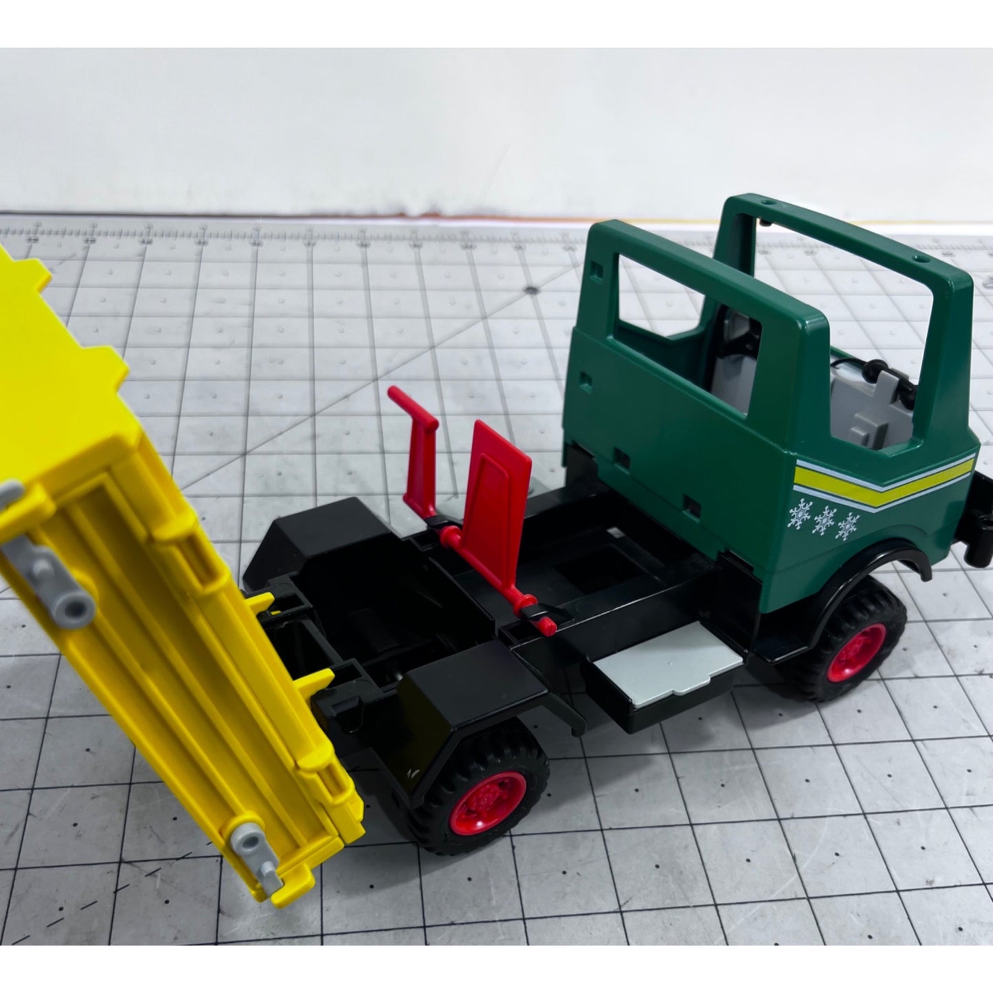 Vintage Playmobil 1986 Green & Yellow Dump Plow Truck 3695