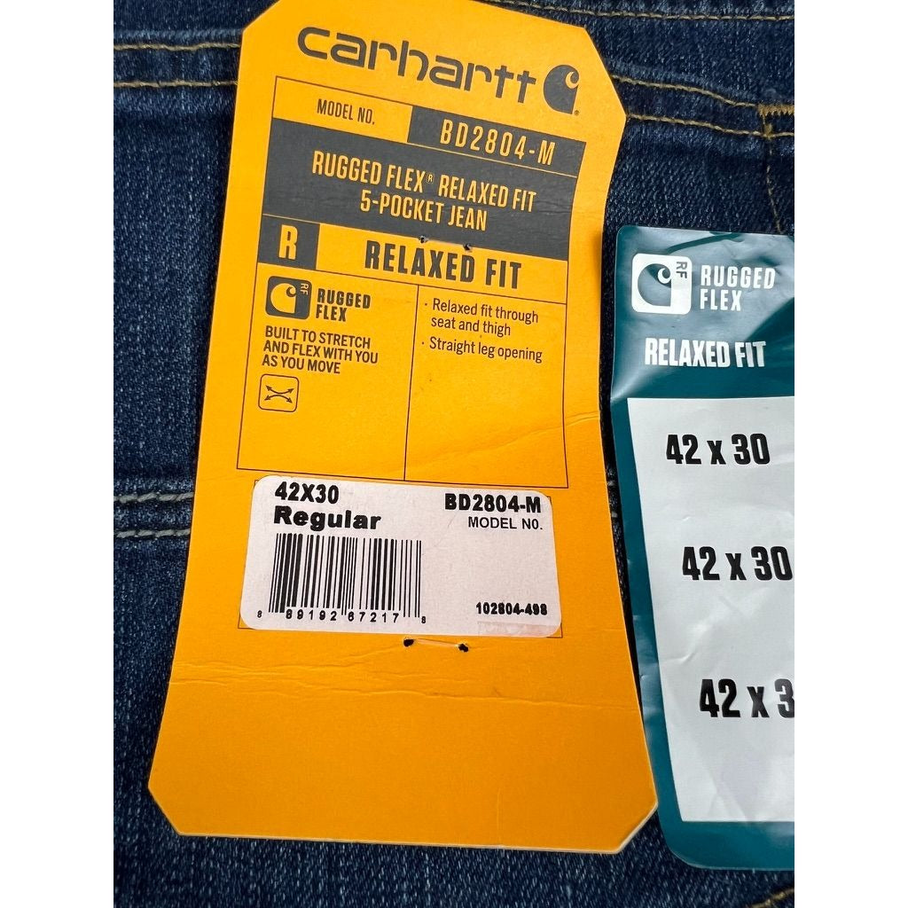 Carhartt Men's Rugged Flex Relaxed Fit Jeans Regular 42x30 BD2804-M 5-Pocket NEW