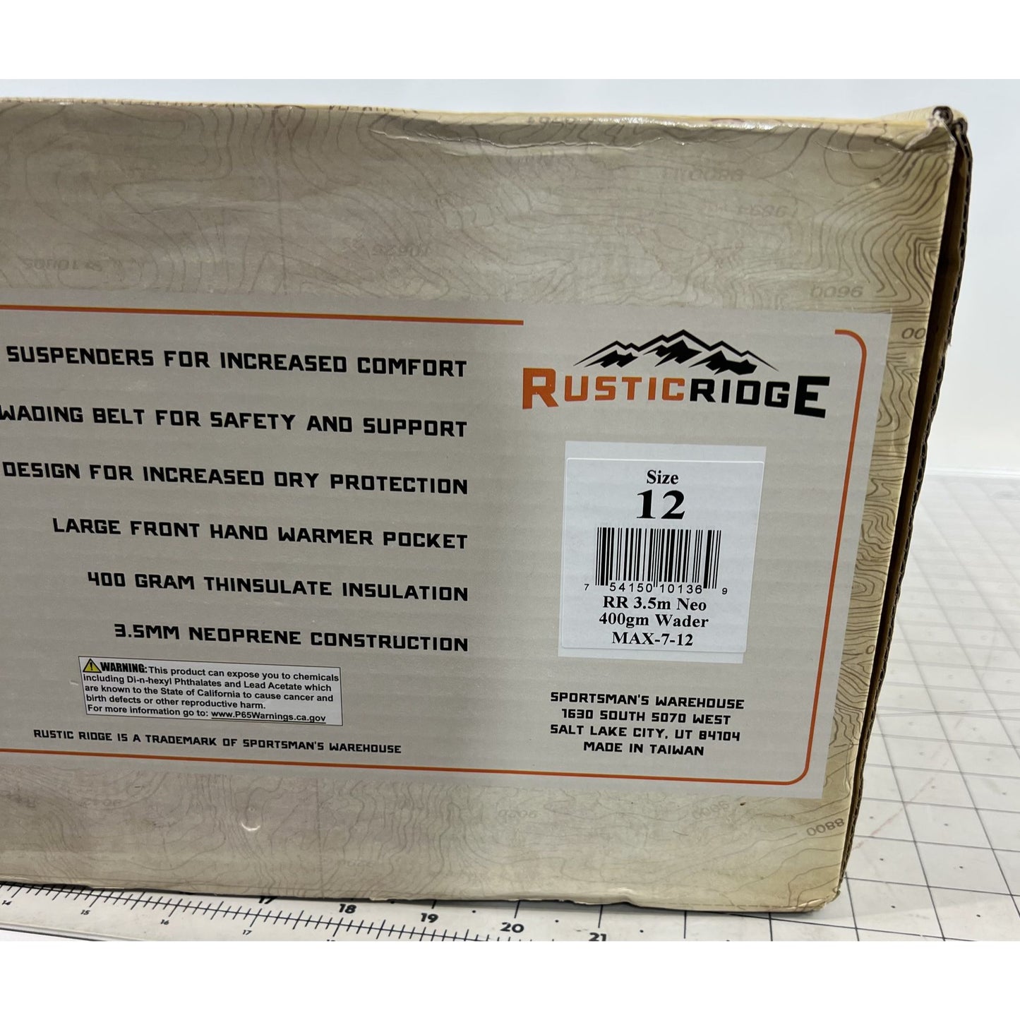 Rustic Ridge 3.5mm Neoprene 400gm Wader Sz. 12 Men's Camouflage  NEW Boot Foot