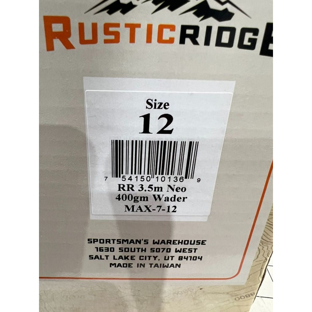 Rustic Ridge 3.5mm Neoprene 400gm Wader Sz. 12 Men's Camouflage  NEW Boot Foot