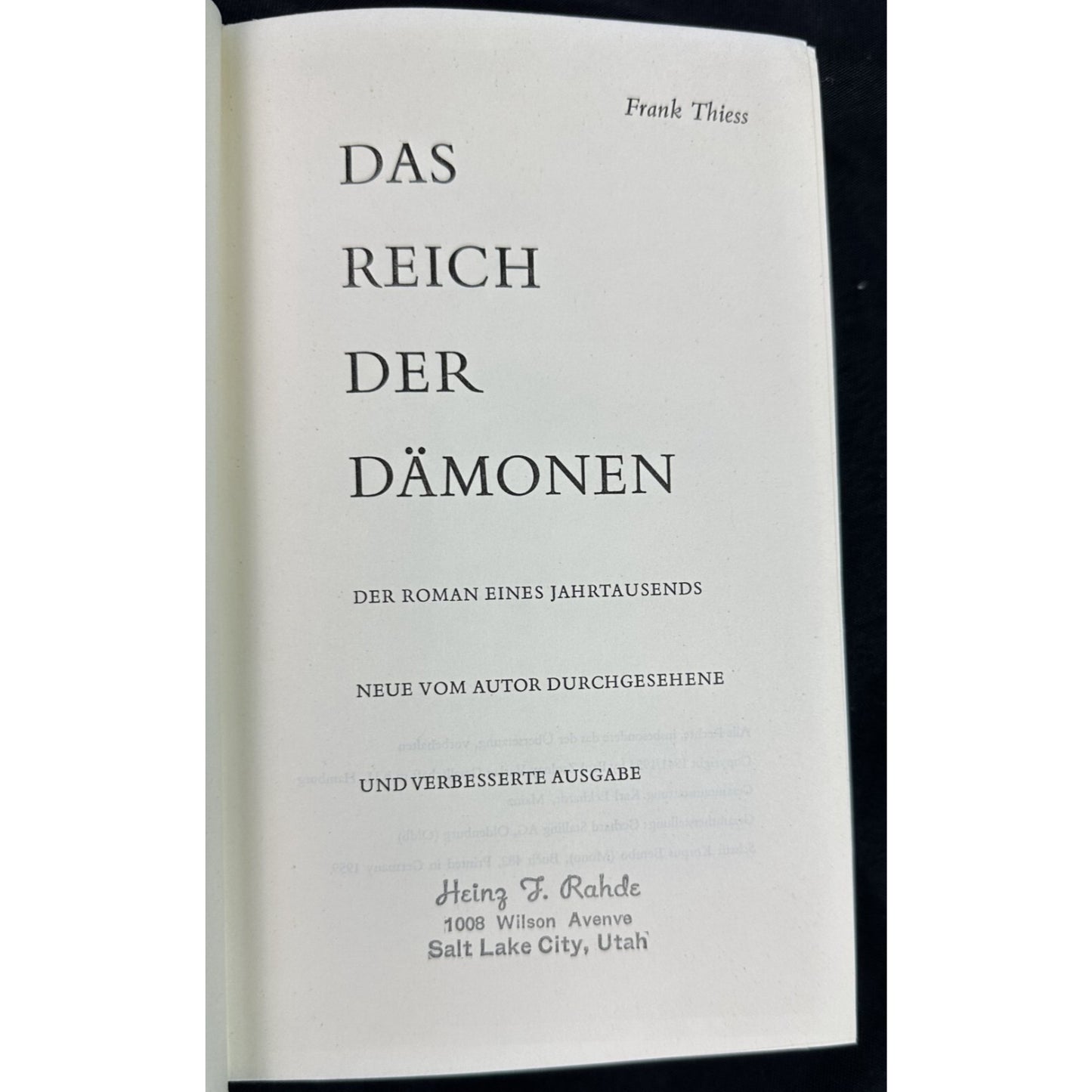 Das Reich Der Dämonen Frank Thiess Hardcover German Text Büchergilde Gutenberg '59