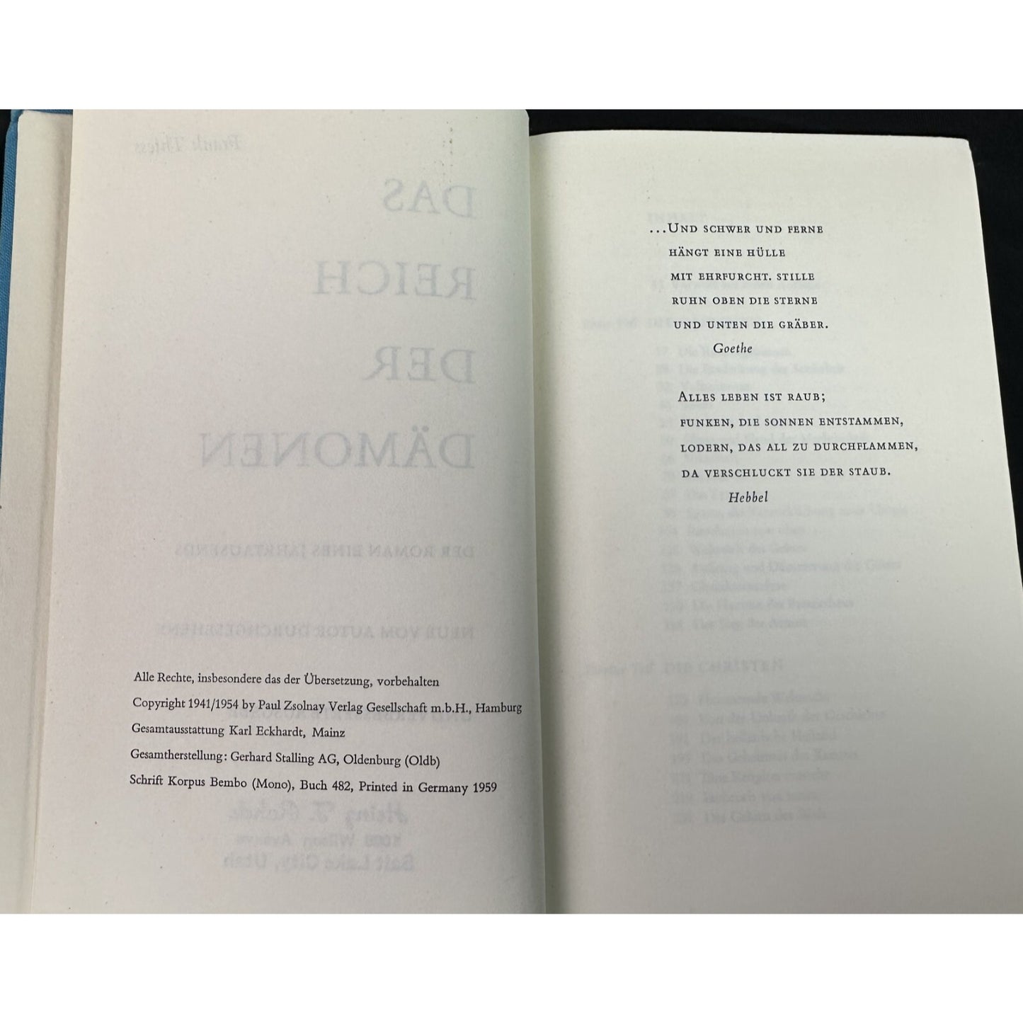 Das Reich Der Dämonen Frank Thiess Hardcover German Text Büchergilde Gutenberg '59