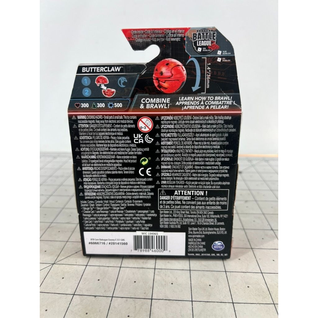 Bakugan Core Butterclaw Red Transforming Figure & Card Set Spin Master NOC New