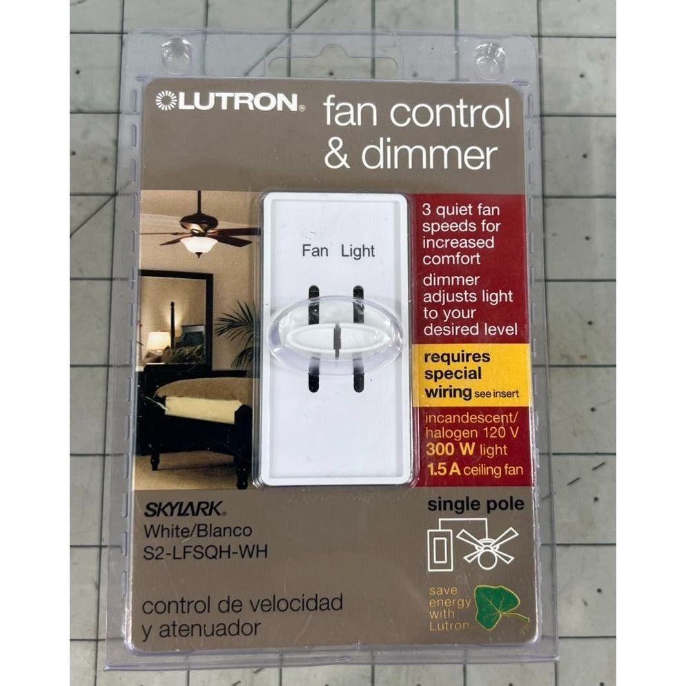 Lutron Skylark 1.5 Amps Single Pole Slide Fan Control White 1 Pack