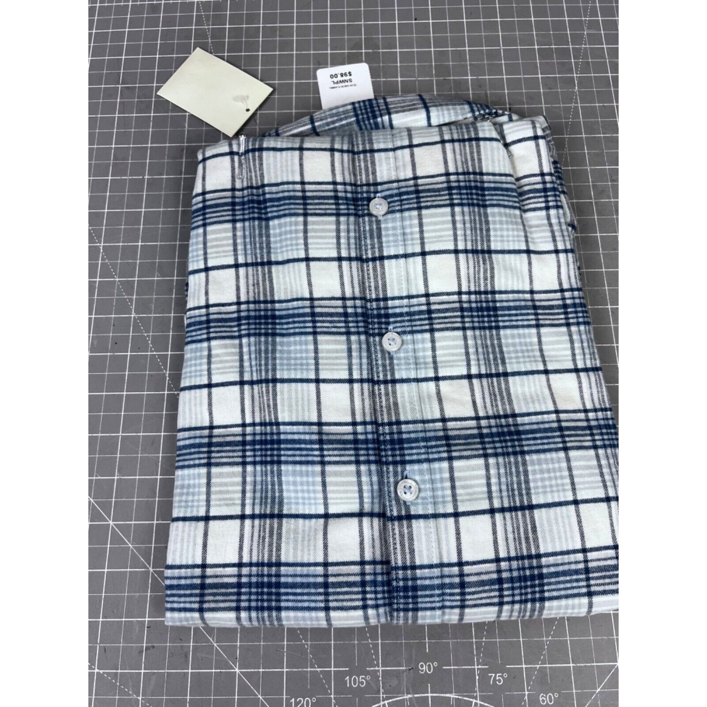 Orvis Men's Tech Check Flannel Long Sleeve Shirt Sz. XL Blue/White Plaid