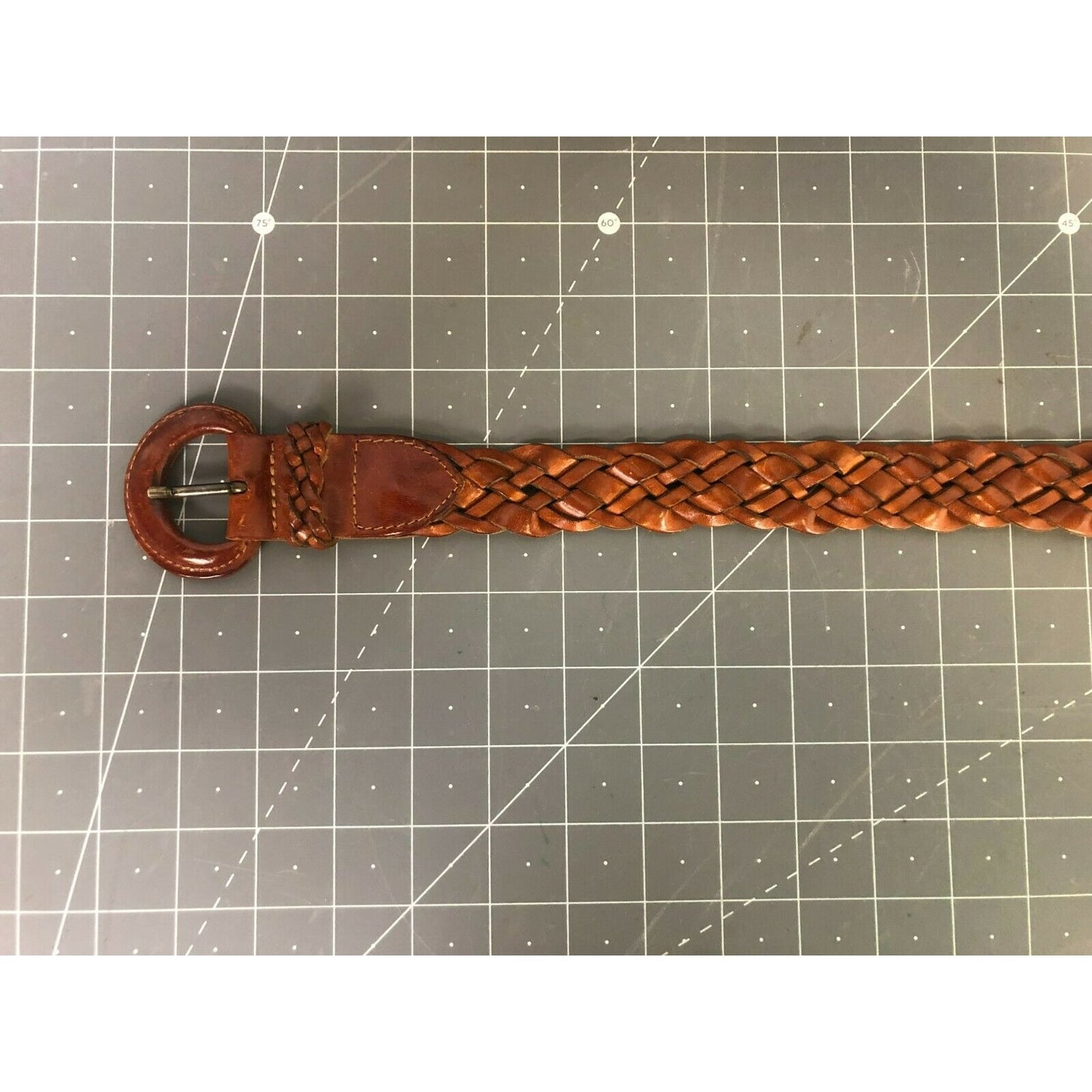 Braided Brown Leather Belt w/Buckle Size M (36) Classic Design ~~minty~~ Women's