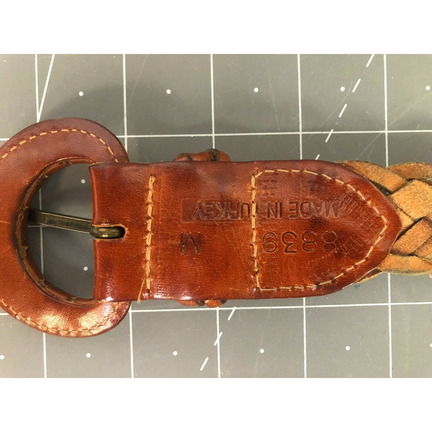 Braided Brown Leather Belt w/Buckle Size M (36) Classic Design ~~minty~~ Women's